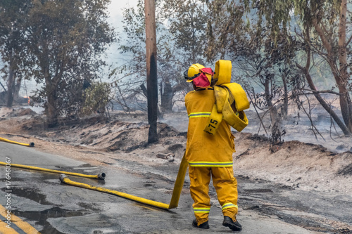 Wildfire burning across several counties in Northern California. Massive Destruction. Sonoma County, California, United States, Monday, 9th October, 2017. Devistation throughout county. photo