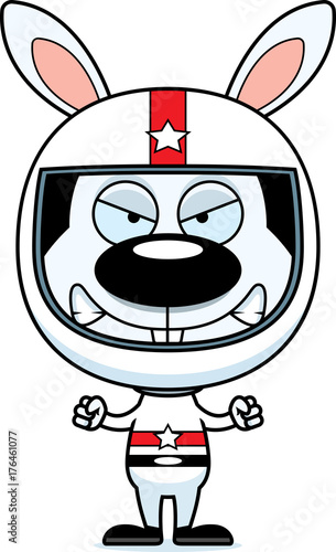 Cartoon Angry Race Car Driver Bunny