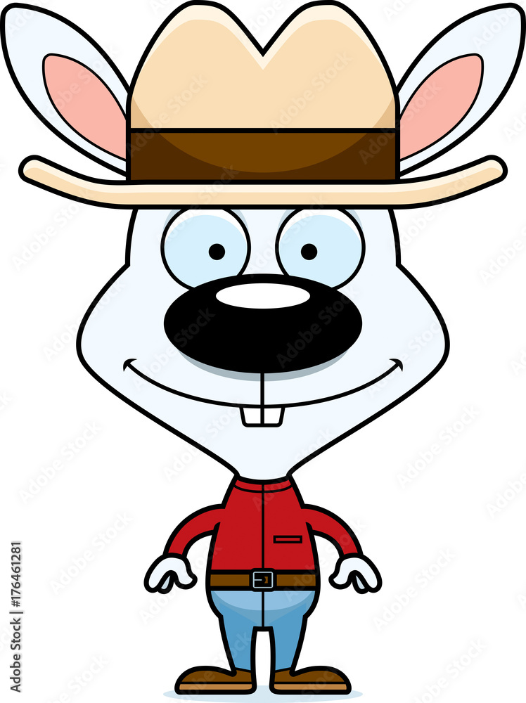 Cartoon Smiling Cowboy Bunny