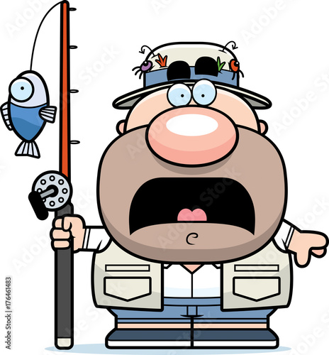 Scared Cartoon Fisherman