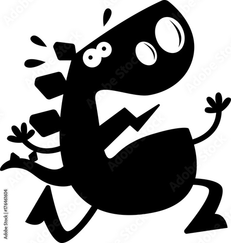 Cartoon Stegosaurus Silhouette Afraid