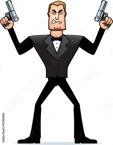 Angry Cartoon Spy in Tuxedo