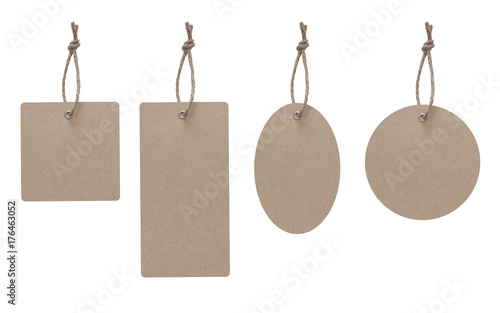 Blank price tag made frome craft paper isolate on white with clipping path