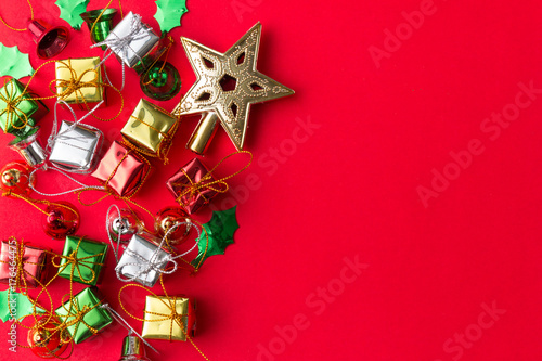 Christmas and new year background in top view