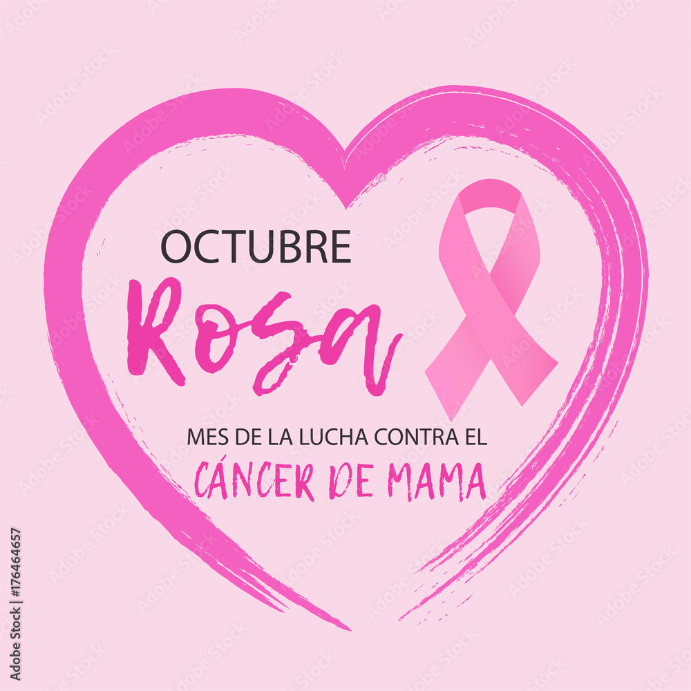 Octubre Rosa mes de la lucha contra el cancer de mama is October breast  cancer awareness month in Spanish language. Vector. Stock Vector | Adobe  Stock