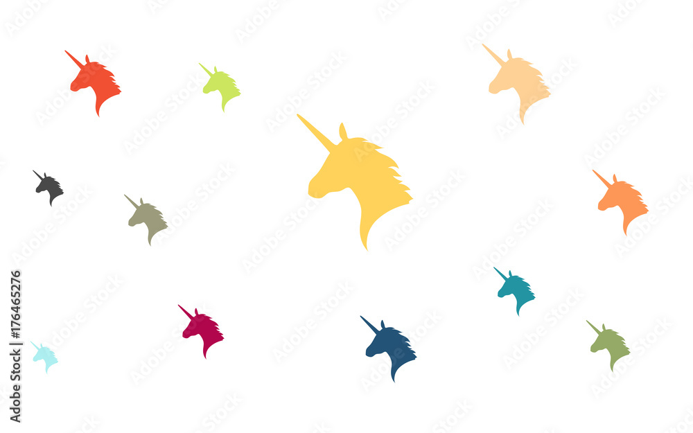 Viele bunte Einhornköpfe Viele bunte Einhornköpfe
