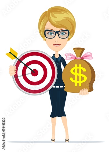Financial target, money savings, reach goal icon, successful investment concept vector illustration
