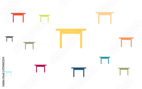 Viele bunte Tische