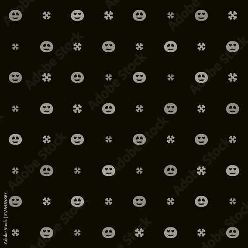 Gray halloween pattern with pumpkins and bones. Seamless vector spooky background