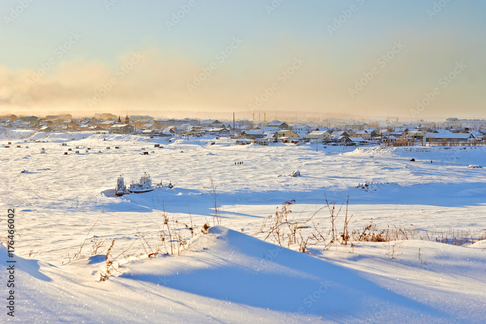 Northern settlement in winter