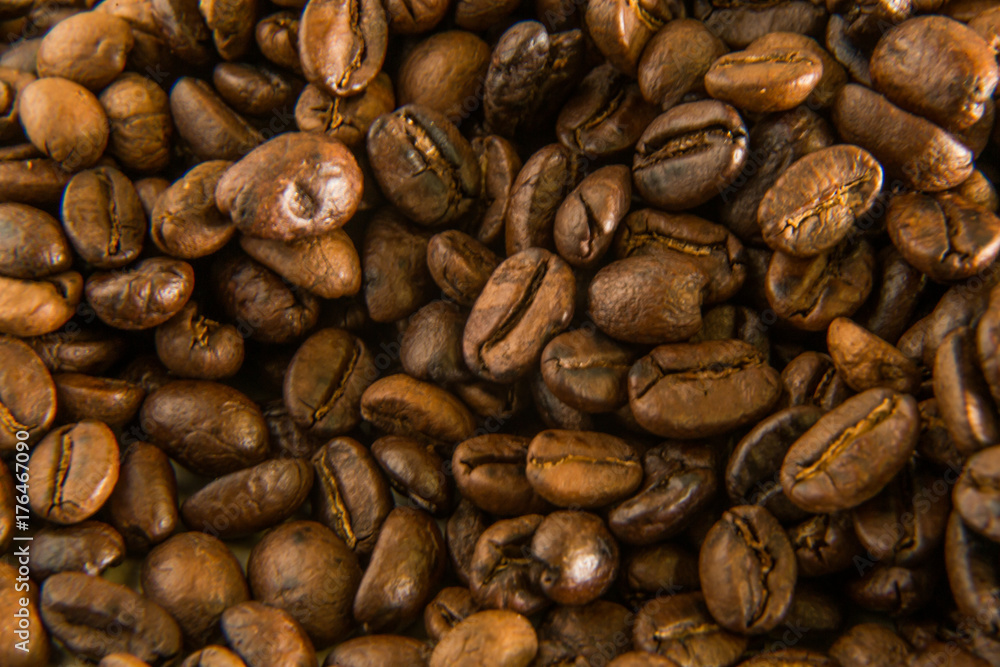 Obraz premium roasted coffee beans close up image macro