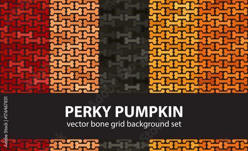 Bone pattern set Perky Pumpkin. Vector seamless backgrounds