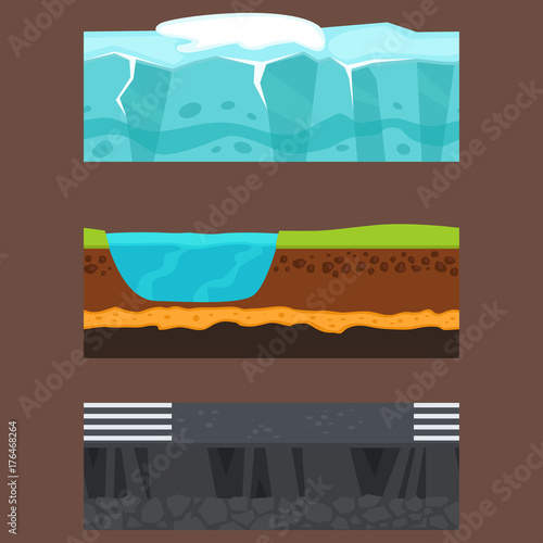 Illustration of cross section of ground agriculture country gardening ground slices land piece nature outdoor vector.