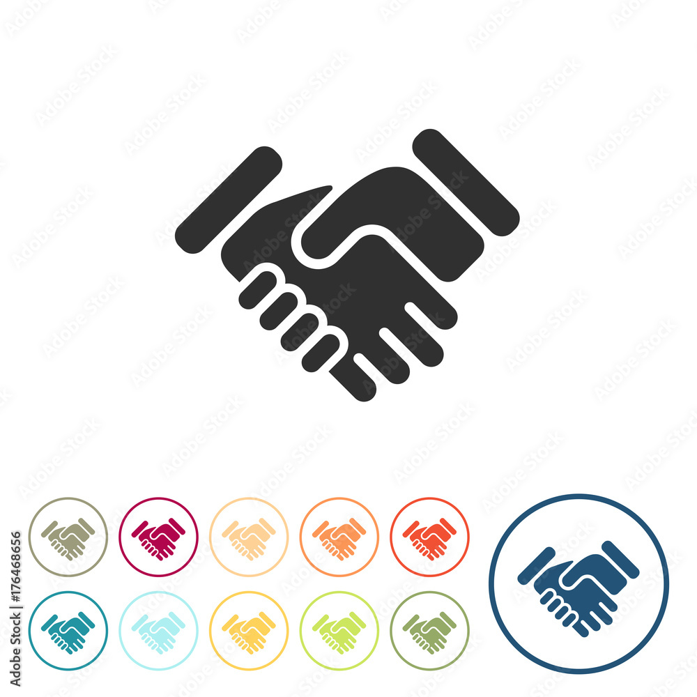 Runde Schaltflächen - Handschlag - Kooperation Runde Schaltflächen - Handschlag - Kooperation