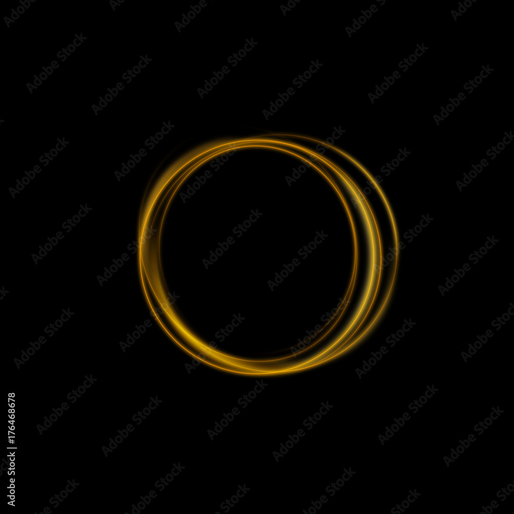 Abstract gold lighting luxury circle design with glitter effect on dark background. Use for your product element.