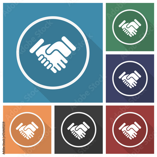 Button - Set - Schatten - Handschlag