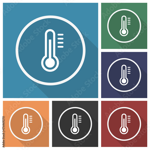 Button - Set - Schatten - Thermometer warm