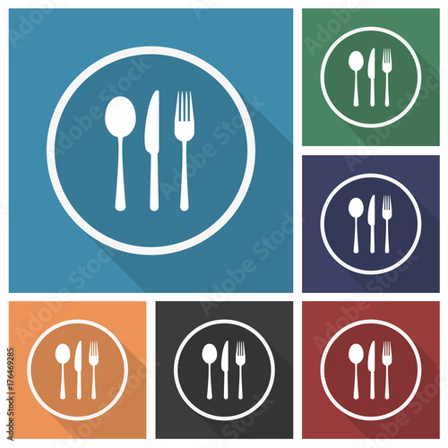 Button - Set - Schatten - Besteck - Restaurant