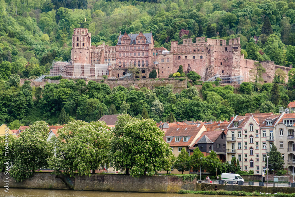 Heidelberg castle and Neckar river, Germany.