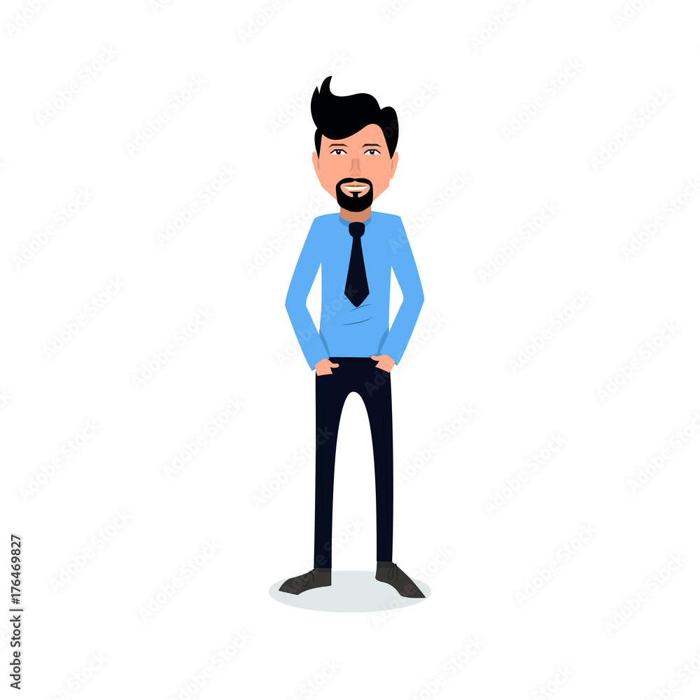 funny and cool cartoon guy in casual clothes, gesturing. Vector illustration, Hipster Style