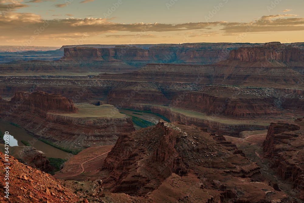 The beautiful landscape of Dead Horse National Park at sunset in summer The beautiful landscape of Dead Horse National Park at sunset in summer