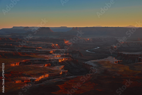 The beautiful landscape of Dead Horse National Park at sunset in summer