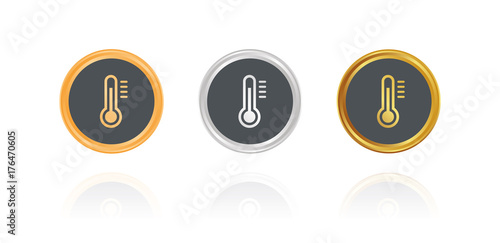 Thermometer heiß - Bronze, Silber, Gold Buttons