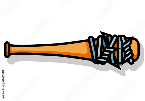 Baseball bat with barbed wire weapon icon