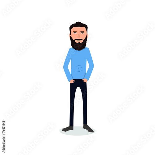 funny and cool cartoon guy in casual clothes, gesturing. Vector illustration, Hipster Style