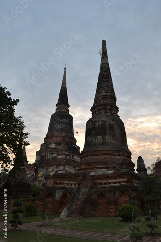 The view around Ayutthaya Historical park  Thailand. It s a UNESCO world heritage  filled by temples and Buddha statues