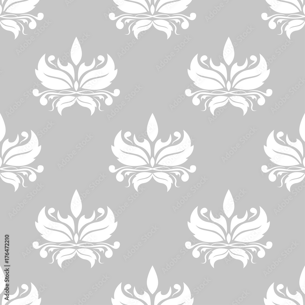 Obraz premium Gray and white floral ornament. Seamless pattern