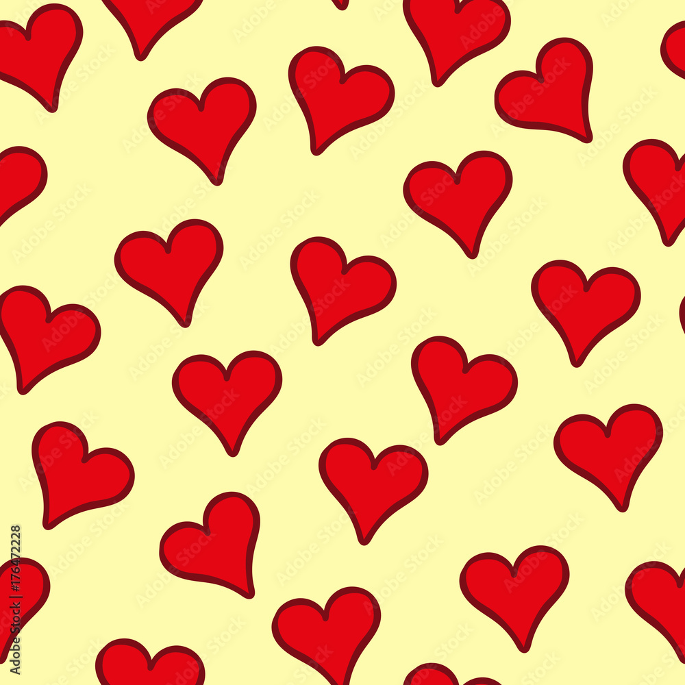 hand drawn cute heart shapes seamless vector pattern hand drawn cute heart shapes seamless vector pattern