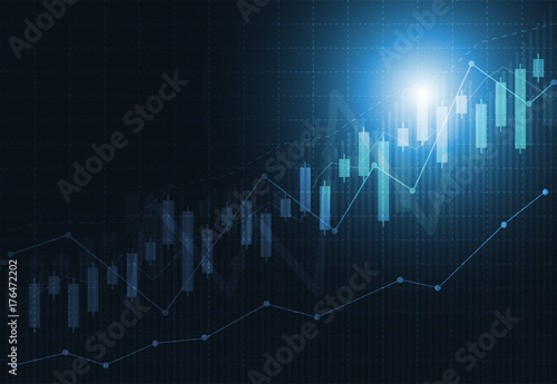 Business candle stick graph chart of stock market investment trading on dark background design. Bullish point, Trend of graph. Vector illustration