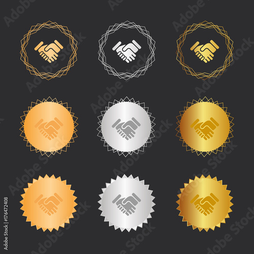 Händeschütteln - Bronze, Silber, Gold Medaillen