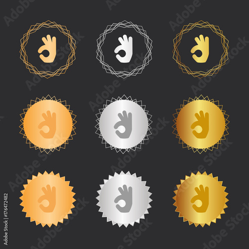 Handgeste Okay - Bronze, Silber, Gold Medaillen