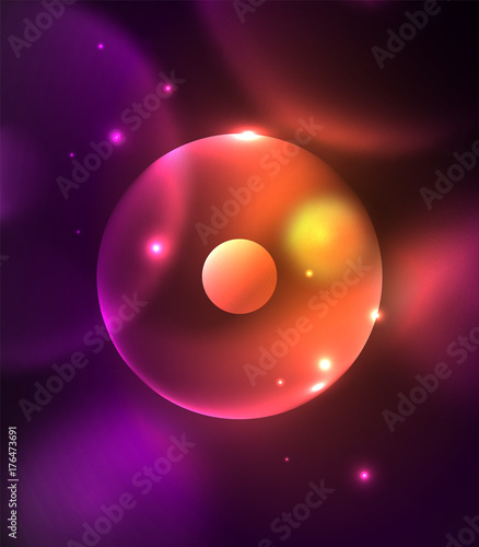 Blurred glowing circles, digital abstract background