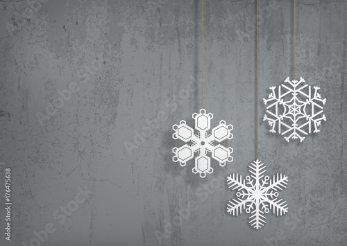 Paper Snowflakes hanging on the Wall - Concrete