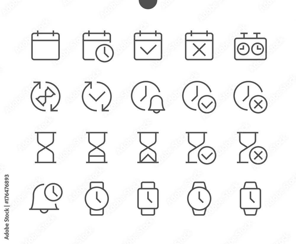 Time UI Pixel Perfect Well-crafted Vector Thin Line Icons 48x48 Ready for 24x24 Grid for Web Graphics and Apps with Editable Stroke. Simple Minimal Pictogram Time UI Pixel Perfect Well-crafted Vector Thin Line Icons 48x48 Ready for 24x24 Grid for Web Graphics and Apps with Editable Stroke. Simple Minimal Pictogram