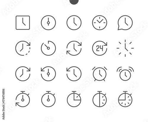 Time UI Pixel Perfect Well-crafted Vector Thin Line Icons 48x48 Ready for 24x24 Grid for Web Graphics and Apps with Editable Stroke. Simple Minimal Pictogram