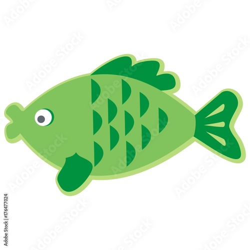 Green fish, capr. Christmas symbol. Vector icon.