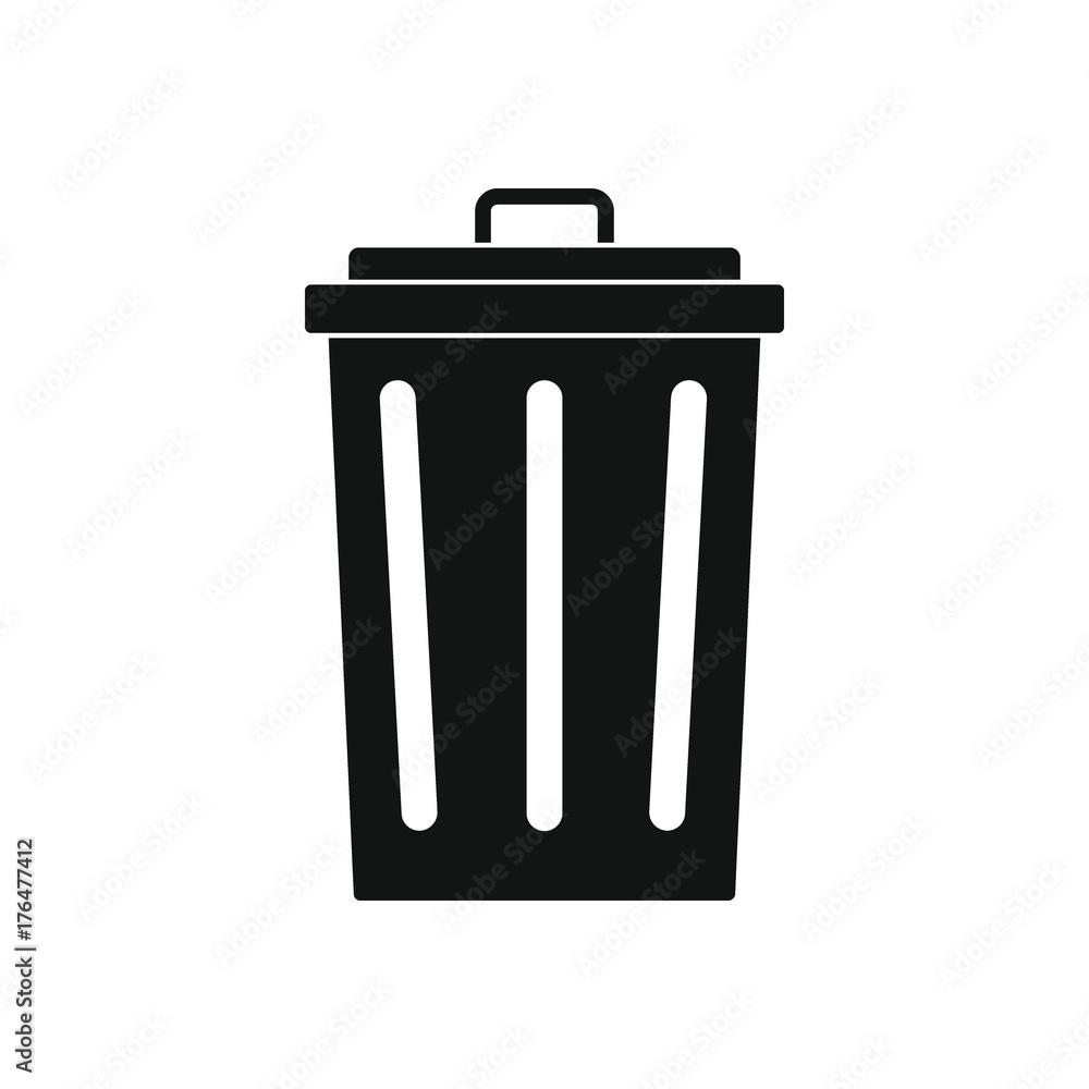 Trash bin icon, silhouette style Trash bin icon, silhouette style