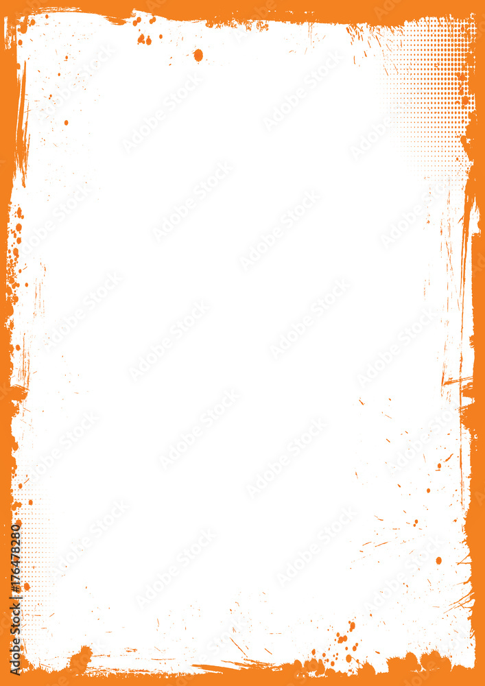 orange and black Halloween background with grunge border Stock Vector ...