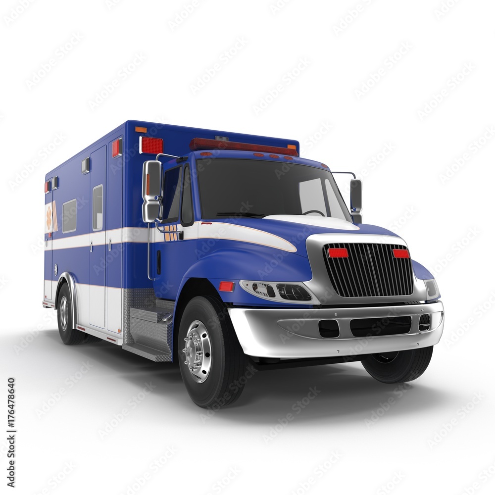 Paramedic Van isolated on white. 3D Illustration