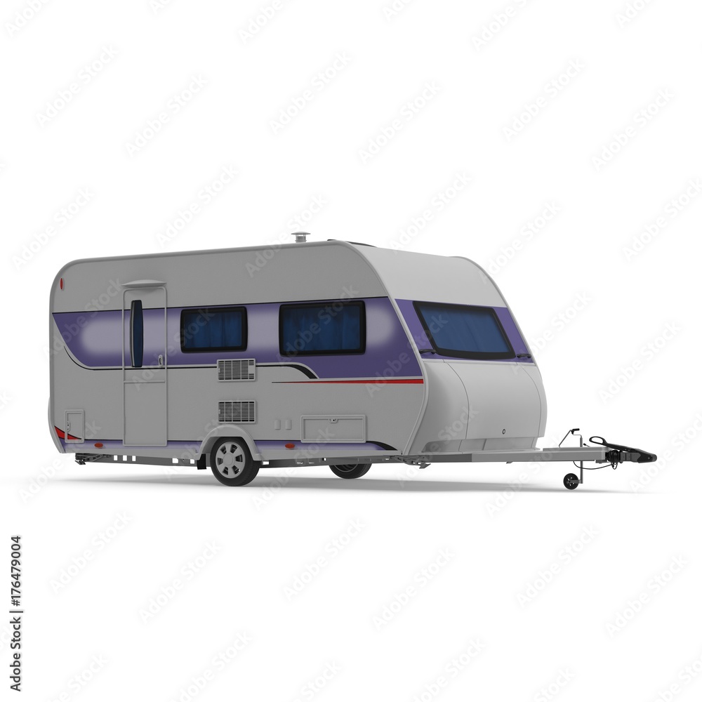 Camping Caravan on white. 3D illustration