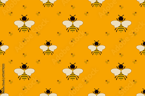 Vector seamless pattern with bees