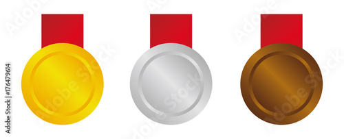 Medal icon illustration set. three colors ( gold /silver /bronze)