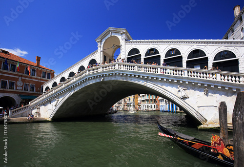Venice, Italy - June 06, 2017.: Tourists viciet in Venice, Rialto bridge in Venice