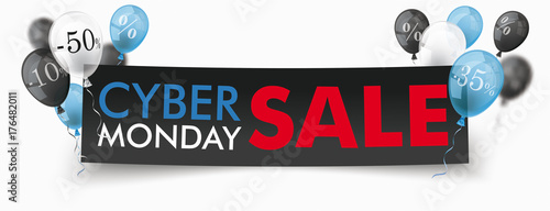 Black Paper Banner Discount Balloons Cyber Monday