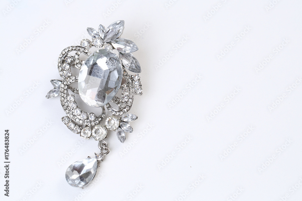 brooch with silver flowers and jewellry brooch with silver flowers and jewellry