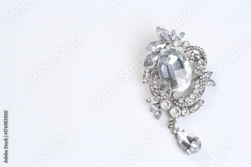 brooch with silver flowers and jewellry